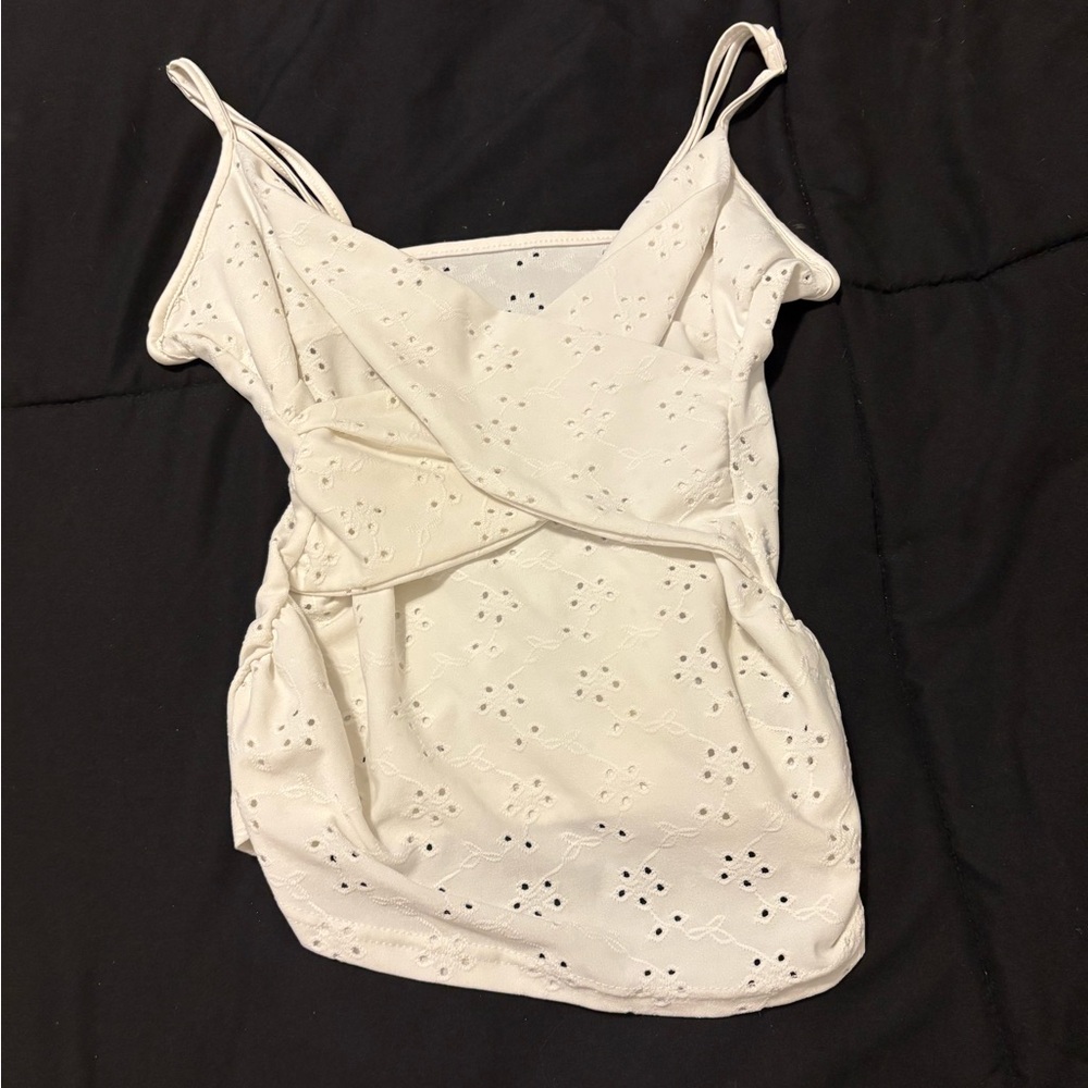 White Eyelet Sleeveless Top